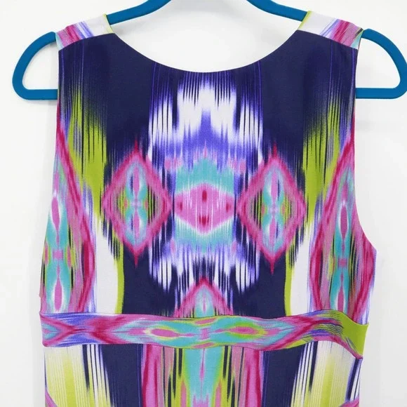 Chico's Maxi Dress Womens XL Blue Boho Vibrant Resortwear Eclectic Bold Artistic - Picture 5 of 16